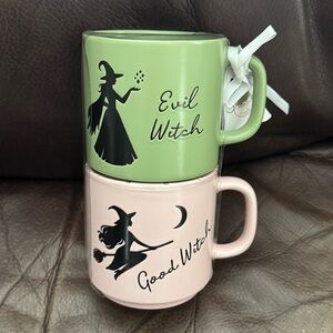 Evil Witch & Good Witch Ceramic Halloween Mug Stack
